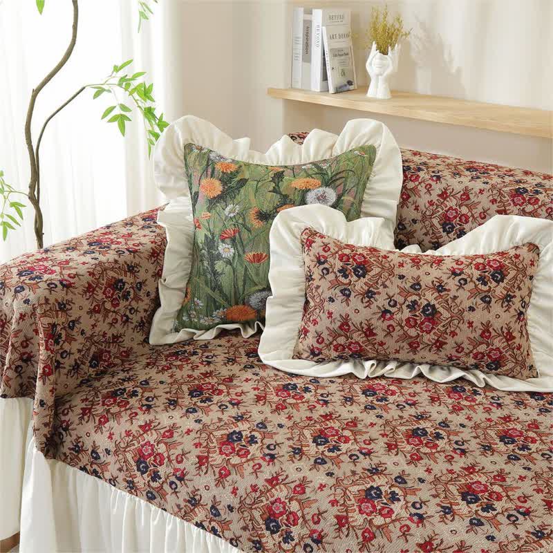 Ruffled Vintage Floral Sofa Cover - image 7
