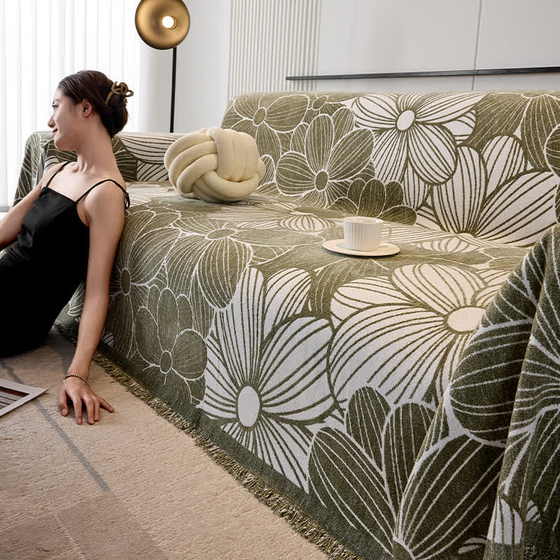 Ownkoti Chenille Jacquard Blooming Floral Sofa Protector - image 8