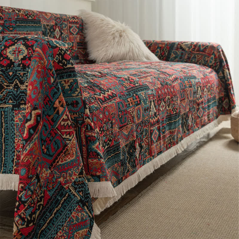 Jacquard Ethnic Tassel Wear-resistant Sofa Cover