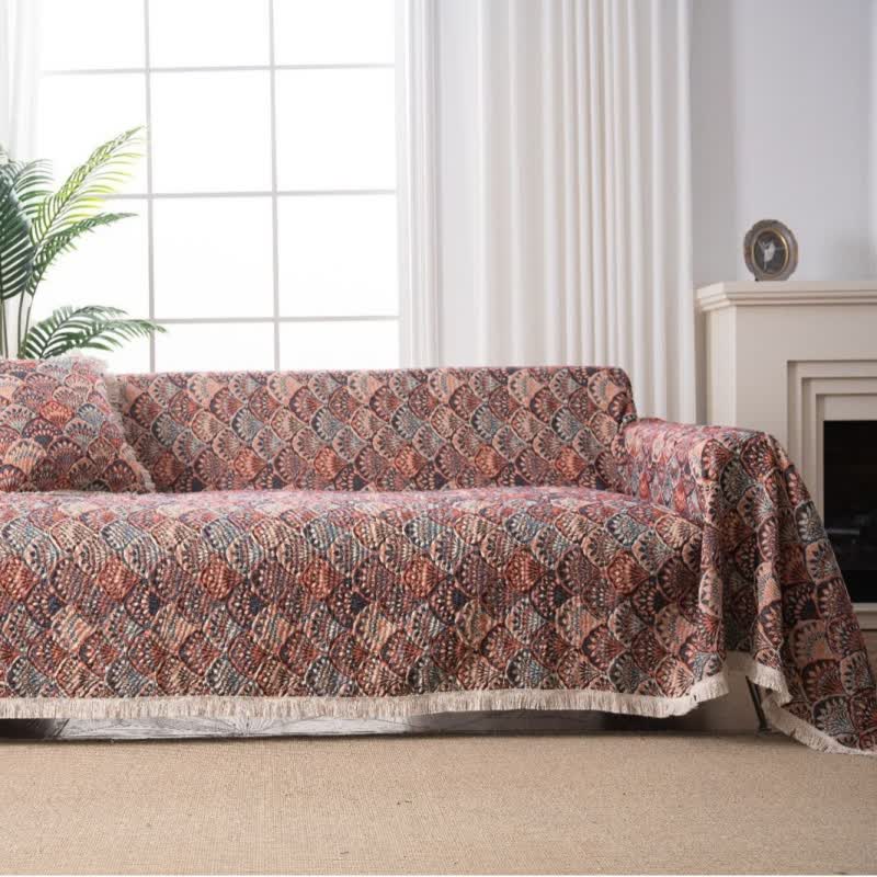 Art Deco-Inspired Tapestry Sofa Throw - Elegant Retro Design