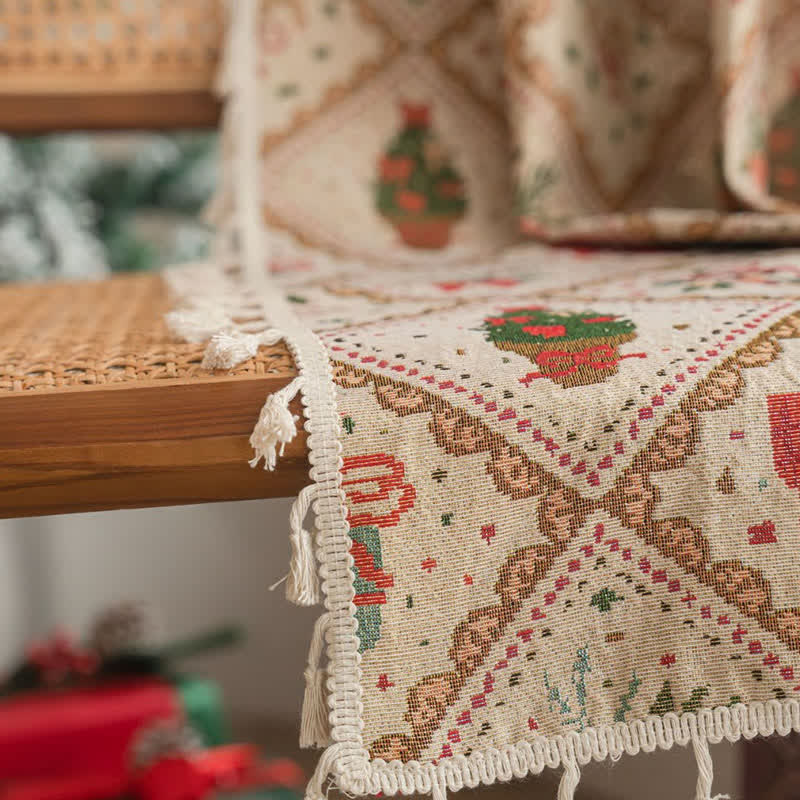 Christmas Tree & Bow Print Holiday Curtain - image 6