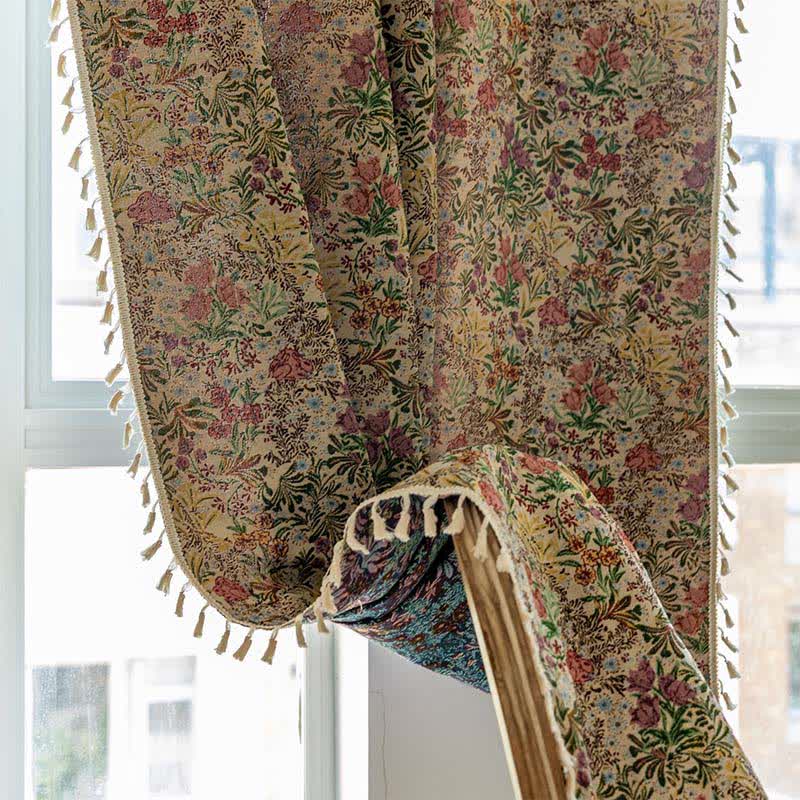 Painterly Vintage Floral Tassel Curtain - image 7