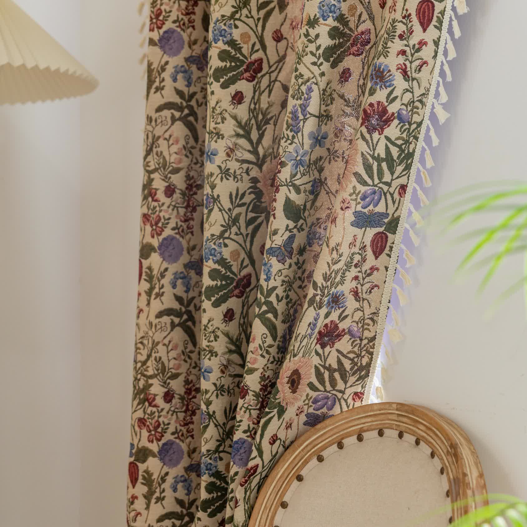 Painterly Dahlia Floral Tassel Curtain - image 7