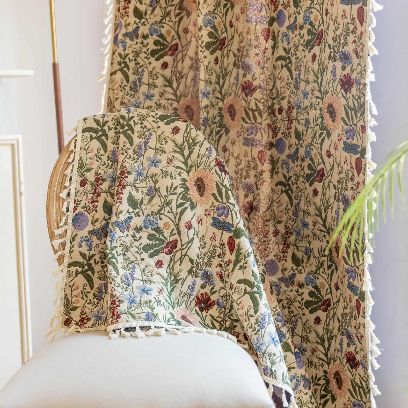 Painterly Dahlia Floral Tassel Curtain - image 5