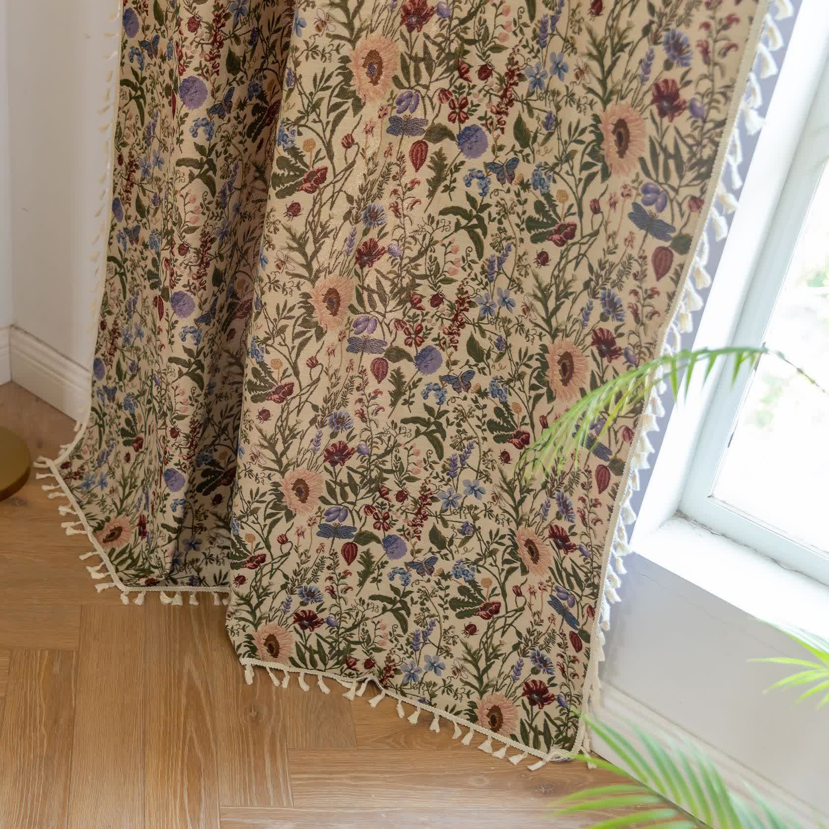 Painterly Dahlia Floral Tassel Curtain - image 8