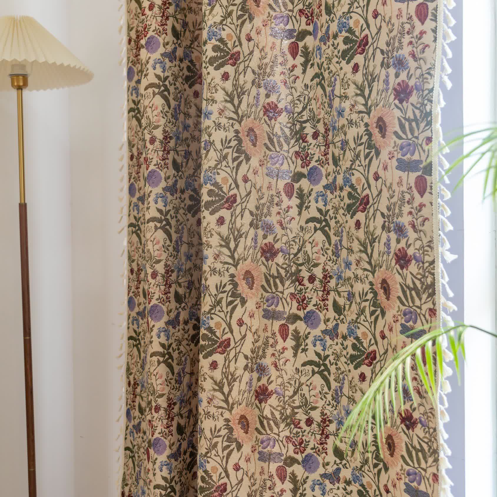 Painterly Dahlia Floral Tassel Curtain - image 3