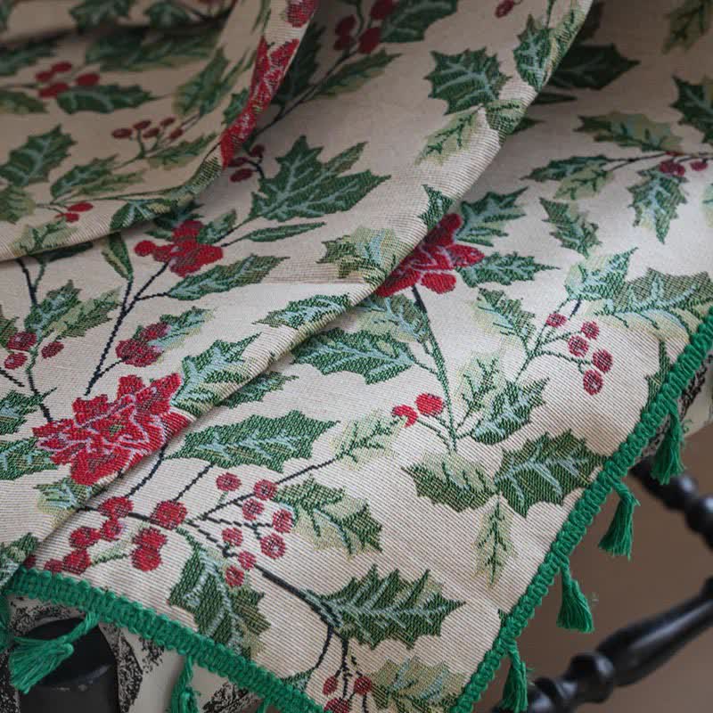 Christmas-inspired Holly Leaf Tassel Curtain - image 9