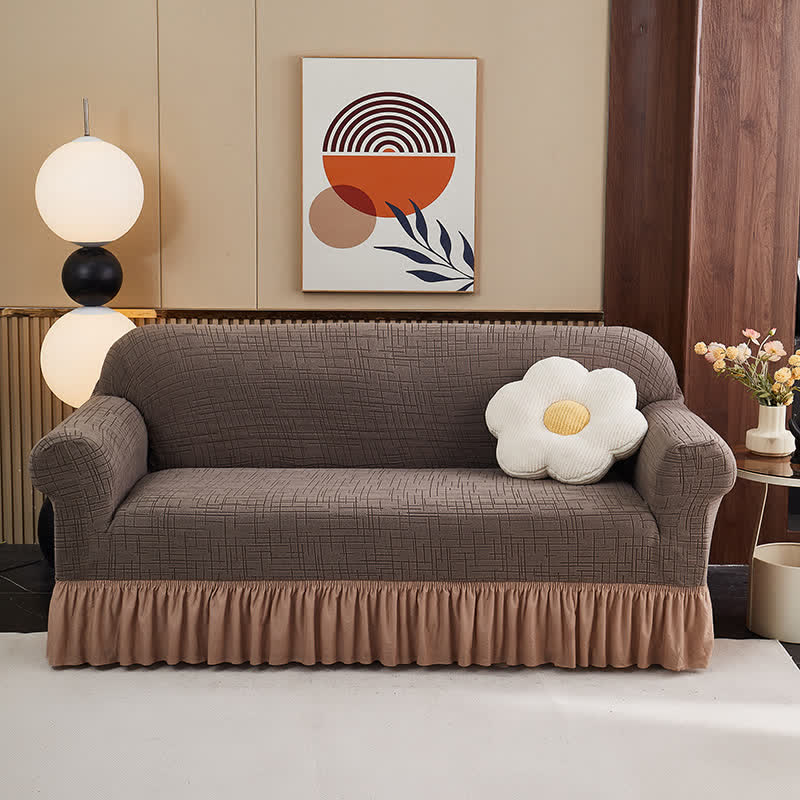 Ownkoti Elastic Full-Wrap Universal Fit Slipcover - Coffee -  4-Seater 92" - 118" - image 9