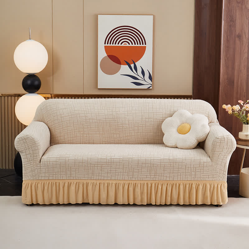 Ownkoti Elastic Full-Wrap Universal Fit Slipcover - Beige -  4-Seater 92" - 118" - image 10