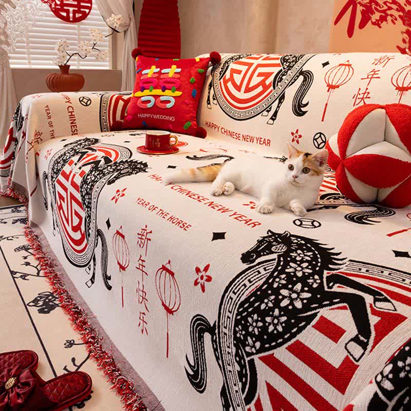 Ownkoti Full Coverage Chenille Horse Zodiac Sofa Cover - image 3