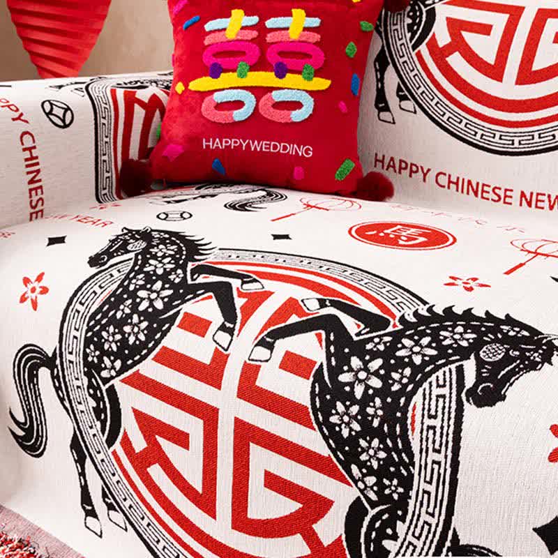 Ownkoti Full Coverage Chenille Horse Zodiac Sofa Cover - image 5