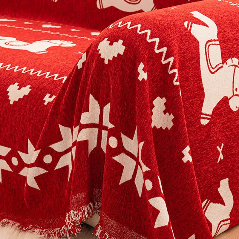 Ownkoti New Year Chenille Sofa Cover with Lucky Horse - image 6