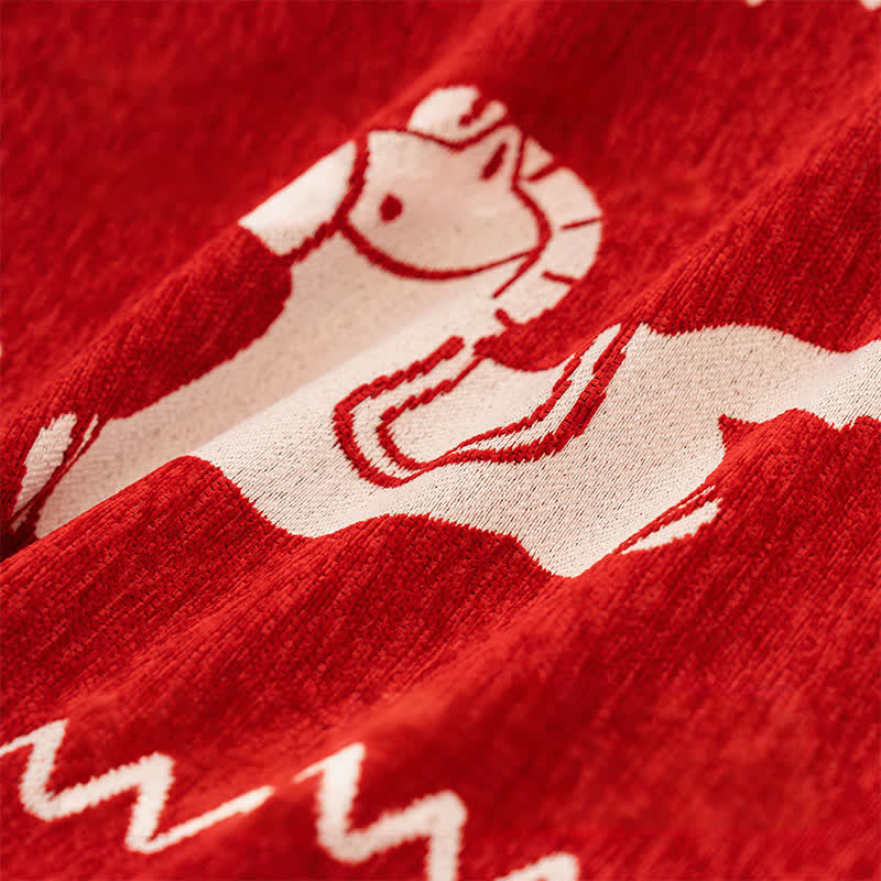 Ownkoti New Year Chenille Sofa Cover with Lucky Horse - image 8