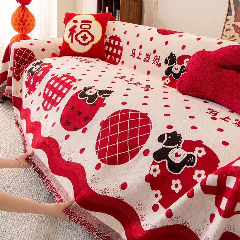 Ownkoti Anti-Slip Zodiac Horse Chenille Couch Throw - image 3