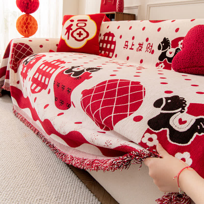 Ownkoti Anti-Slip Zodiac Horse Chenille Couch Throw - image 6