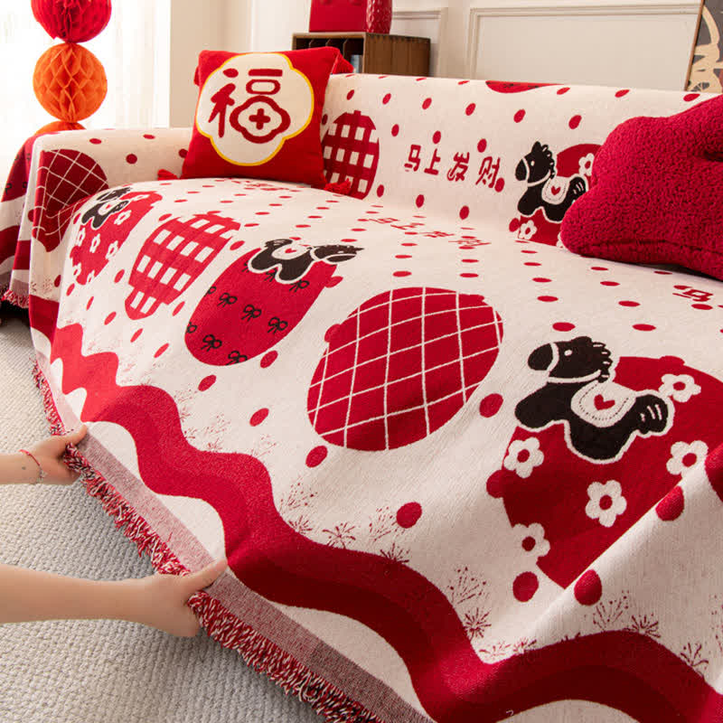 Ownkoti Anti-Slip Zodiac Horse Chenille Couch Throw - image 4