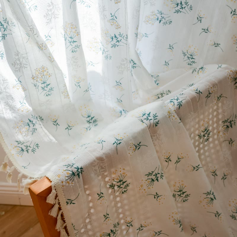 Ownkoti Refresh Floral Tassel Cotton Sheer Curtain - image 6