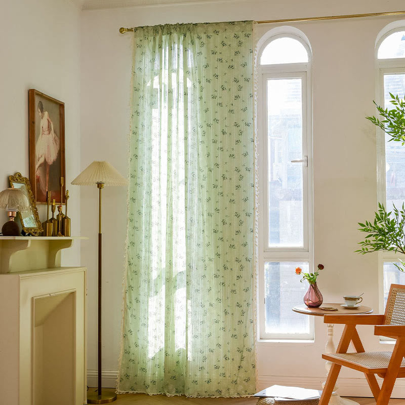 Ownkoti Refresh Floral Tassel Cotton Sheer Curtain - image 25