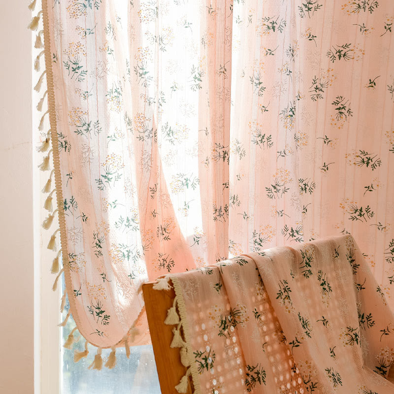 Ownkoti Refresh Floral Tassel Cotton Sheer Curtain - image 14