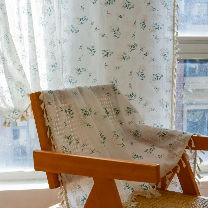 Ownkoti Refresh Floral Tassel Cotton Sheer Curtain - image 4