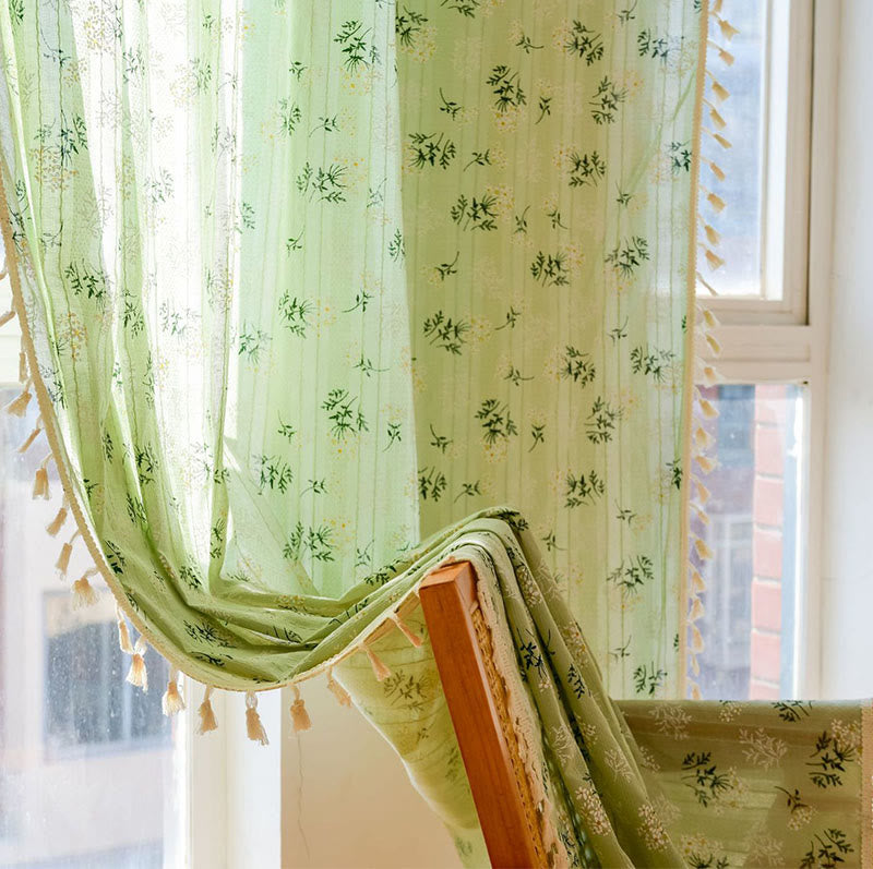 Ownkoti Refresh Floral Tassel Cotton Sheer Curtain - image 29
