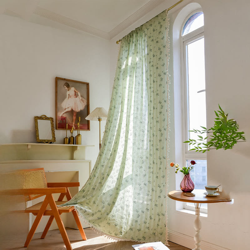 Ownkoti Refresh Floral Tassel Cotton Sheer Curtain - image 26