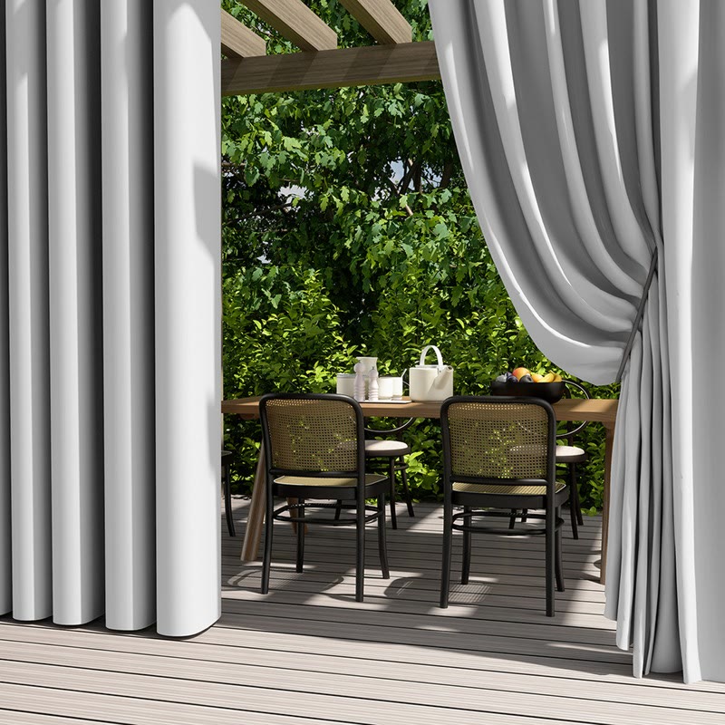 Ownkoti Outdoor Waterproof Solid Color Curtain - Gray - 55"W x 102"L - image 7