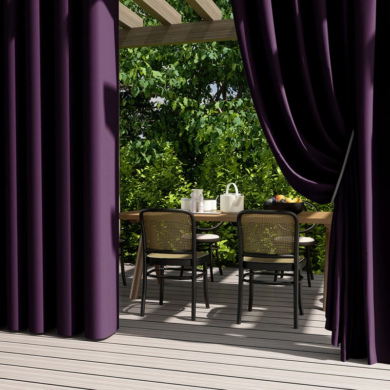 Ownkoti Outdoor Waterproof Solid Color Curtain - Purple - 55"W x 102"L - image 8