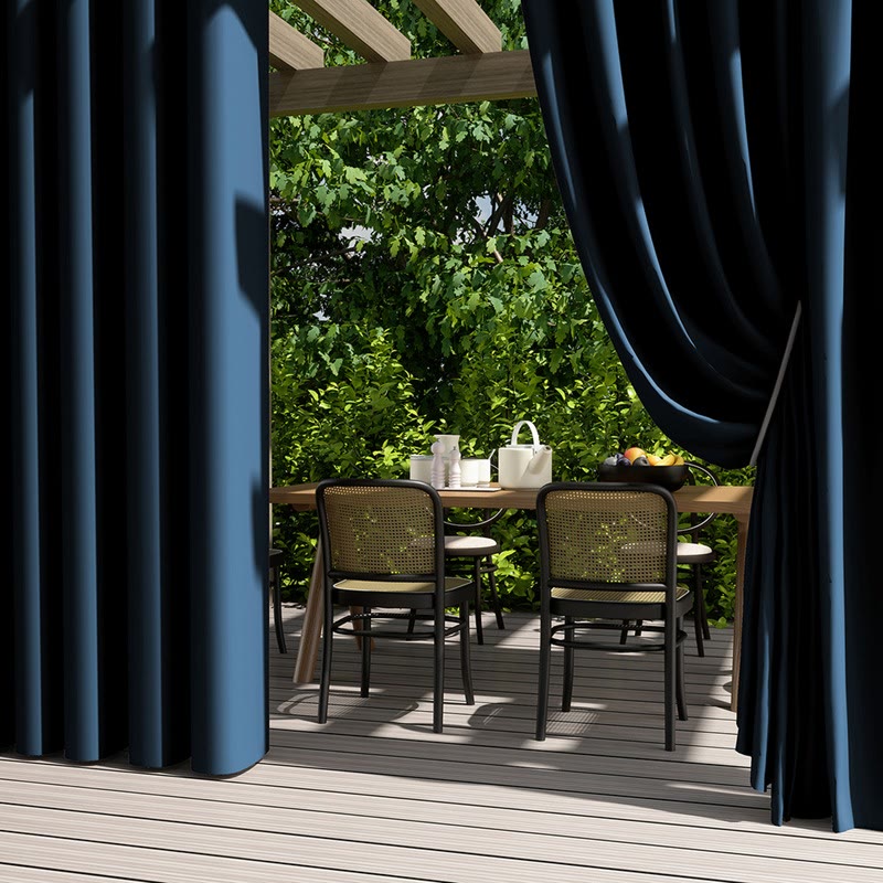 Ownkoti Outdoor Waterproof Solid Color Curtain - Navy Blue - 55"W x 102"L - image 0
