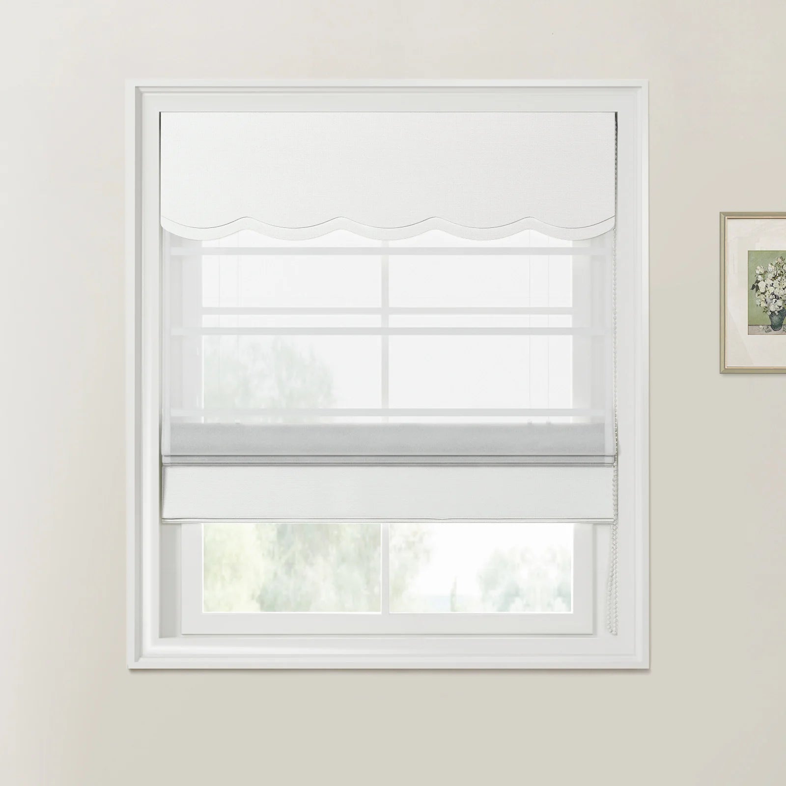 Liz Linen Valanced Day Night Roman Shade Cord Lift -TWOPAGES