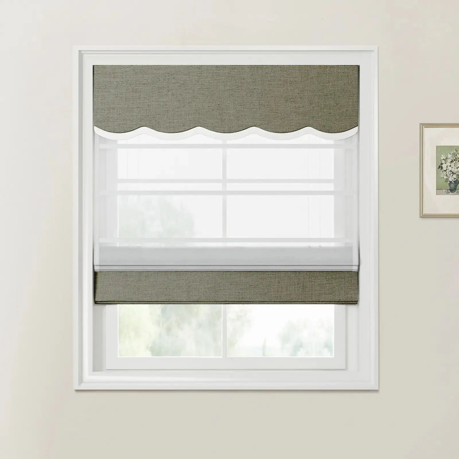 Liz Linen Valanced Day Night Roman Shade Cord Lift -TWOPAGES