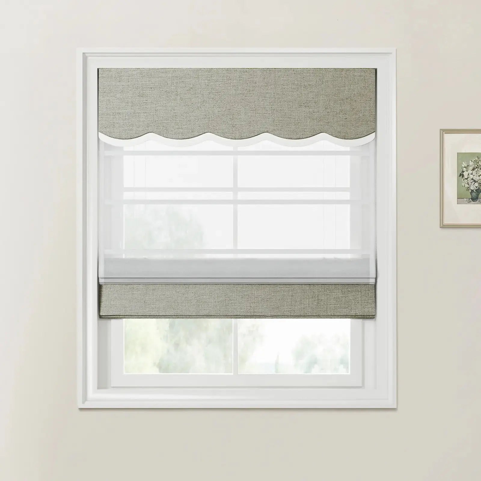 Liz Linen Valanced Day Night Roman Shade Cord Lift -TWOPAGES