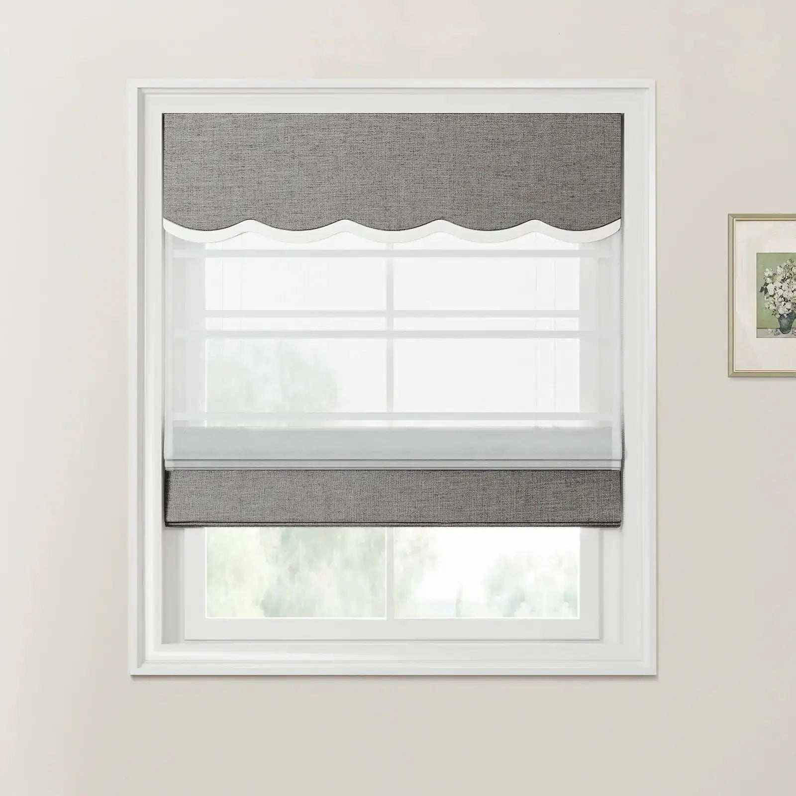 Liz Linen Valanced Day Night Roman Shade Cord Lift -TWOPAGES