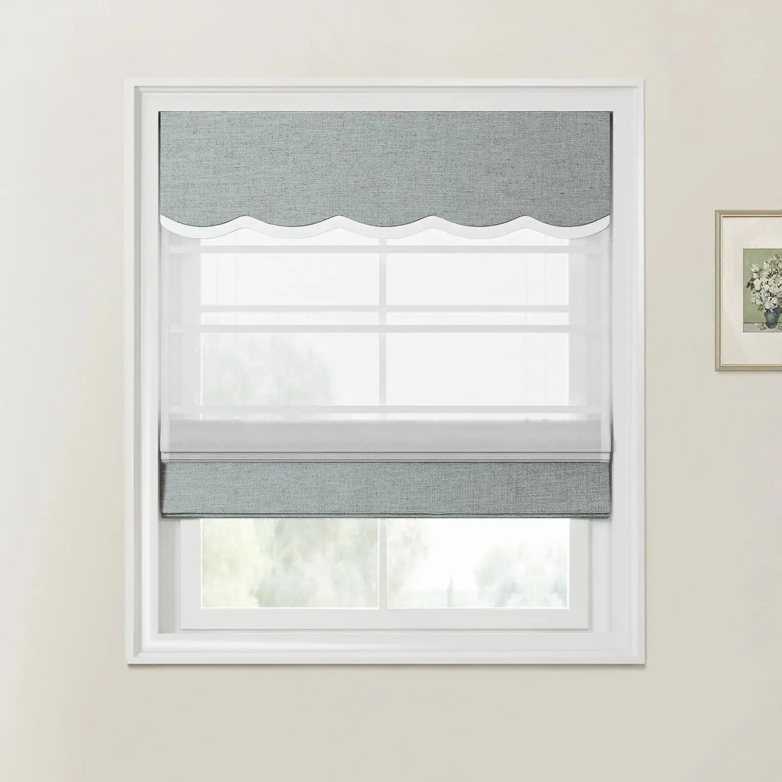 Liz Linen Valanced Day Night Roman Shade Cord Lift -TWOPAGES