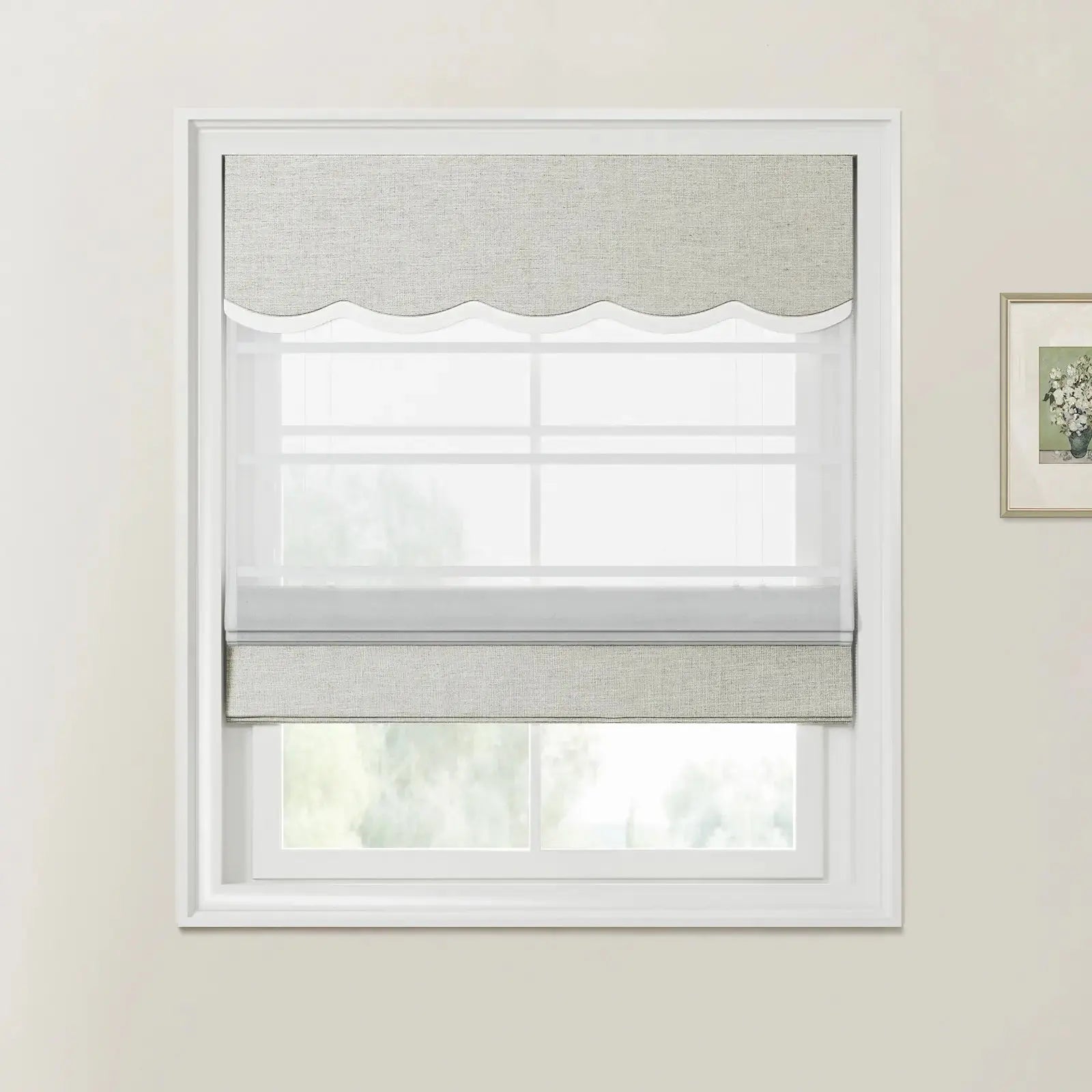 Liz Linen Valanced Day Night Roman Shade Cord Lift -TWOPAGES