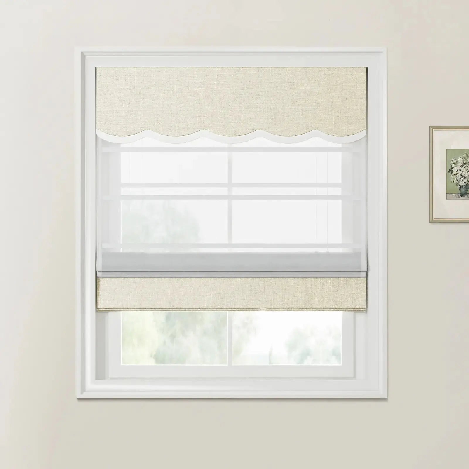 Liz Linen Valanced Day Night Roman Shade Cord Lift -TWOPAGES