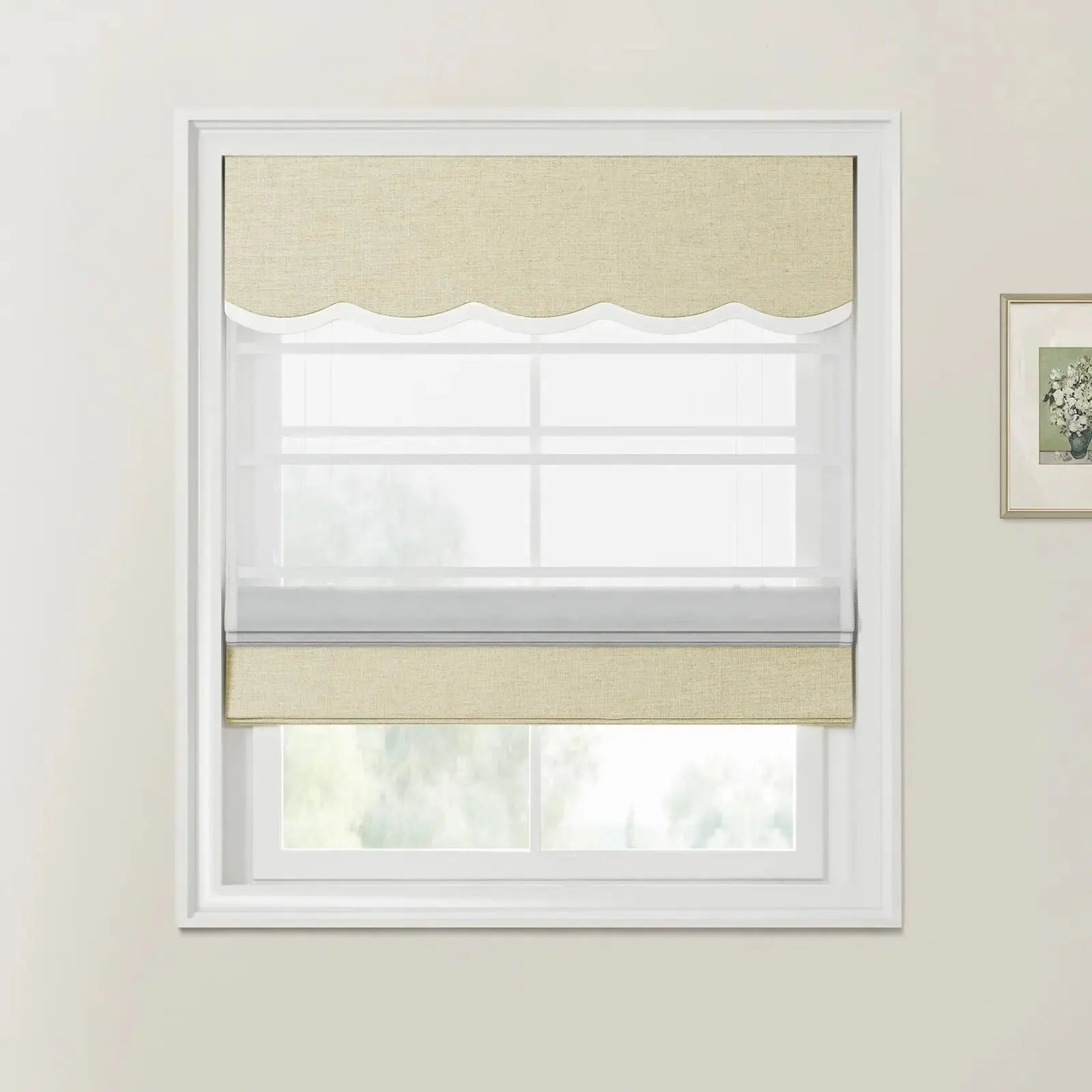 Liz Linen Valanced Day Night Roman Shade Cord Lift -TWOPAGES