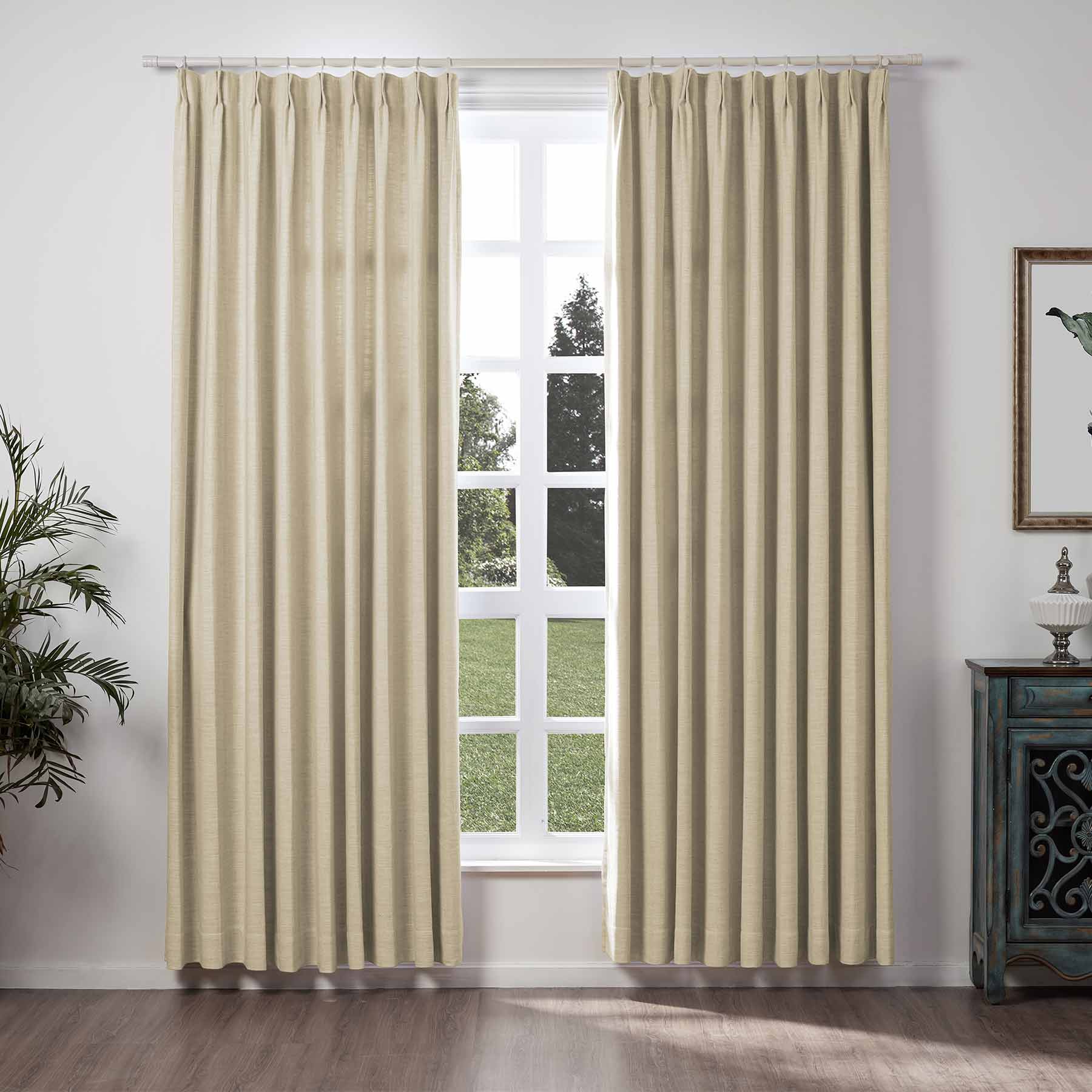 linen extra wide pleated drapery for elegant insulated interiors