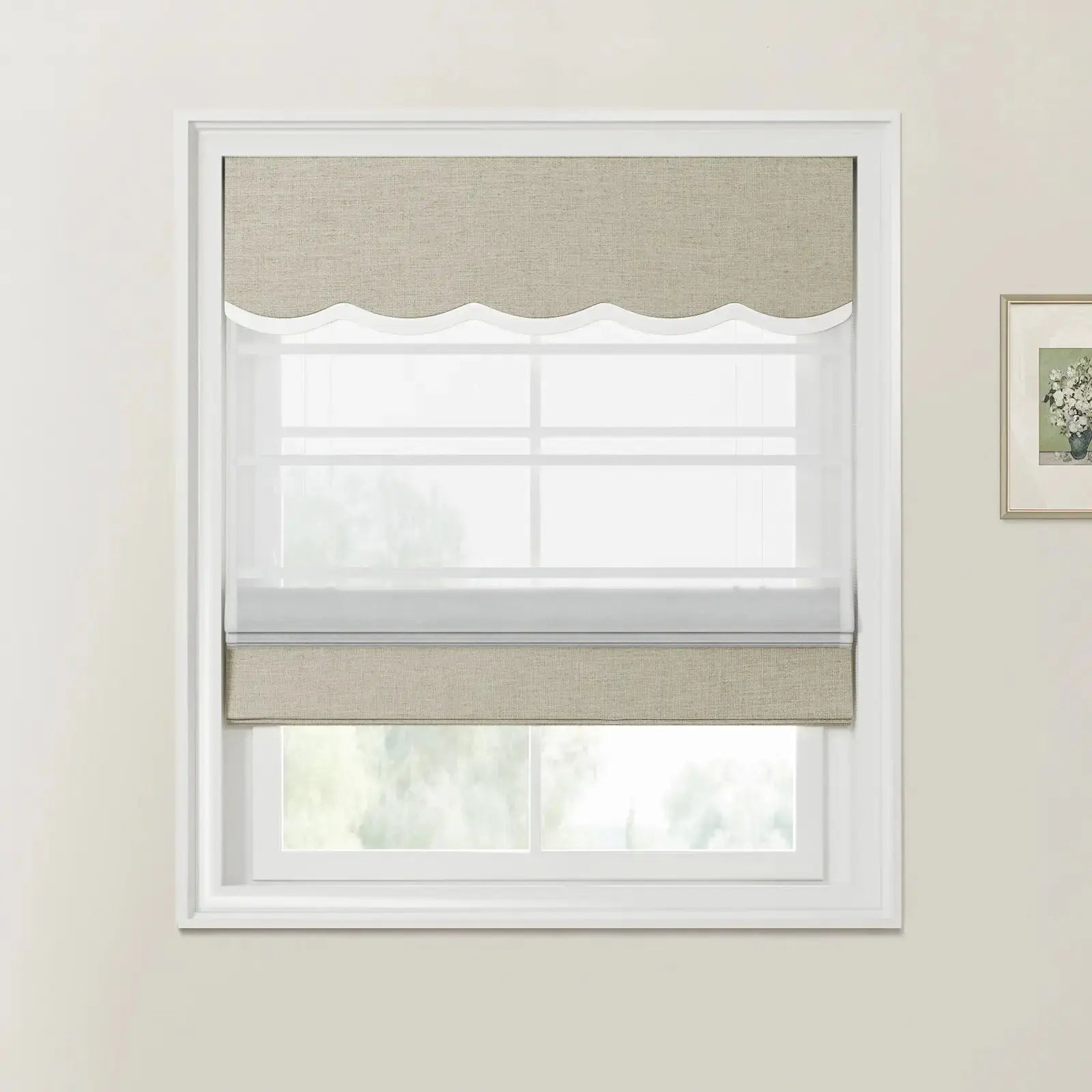 Liz Linen Valanced Day Night Roman Shade Cord Lift -TWOPAGES