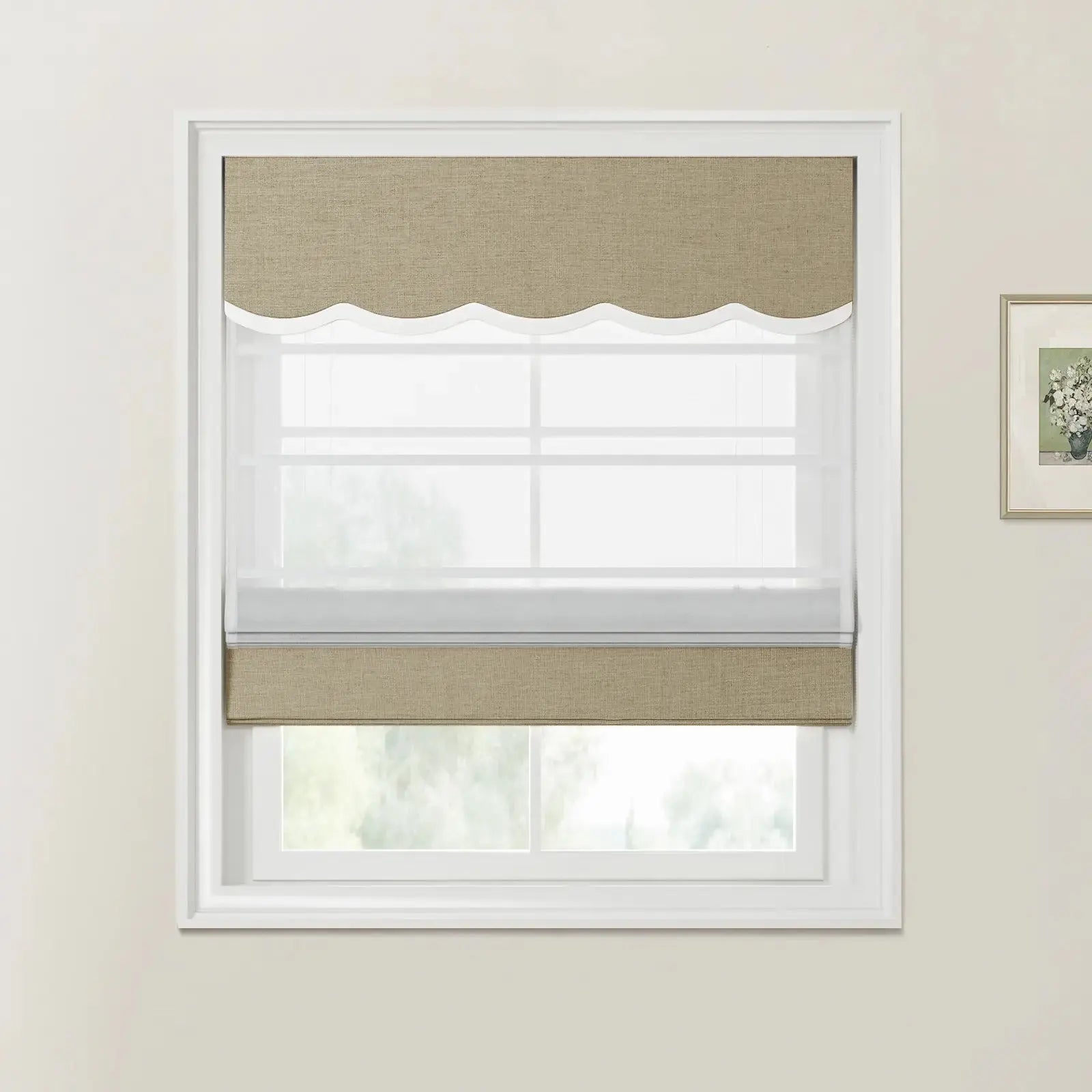 Liz Linen Valanced Day Night Roman Shade Cord Lift -TWOPAGES