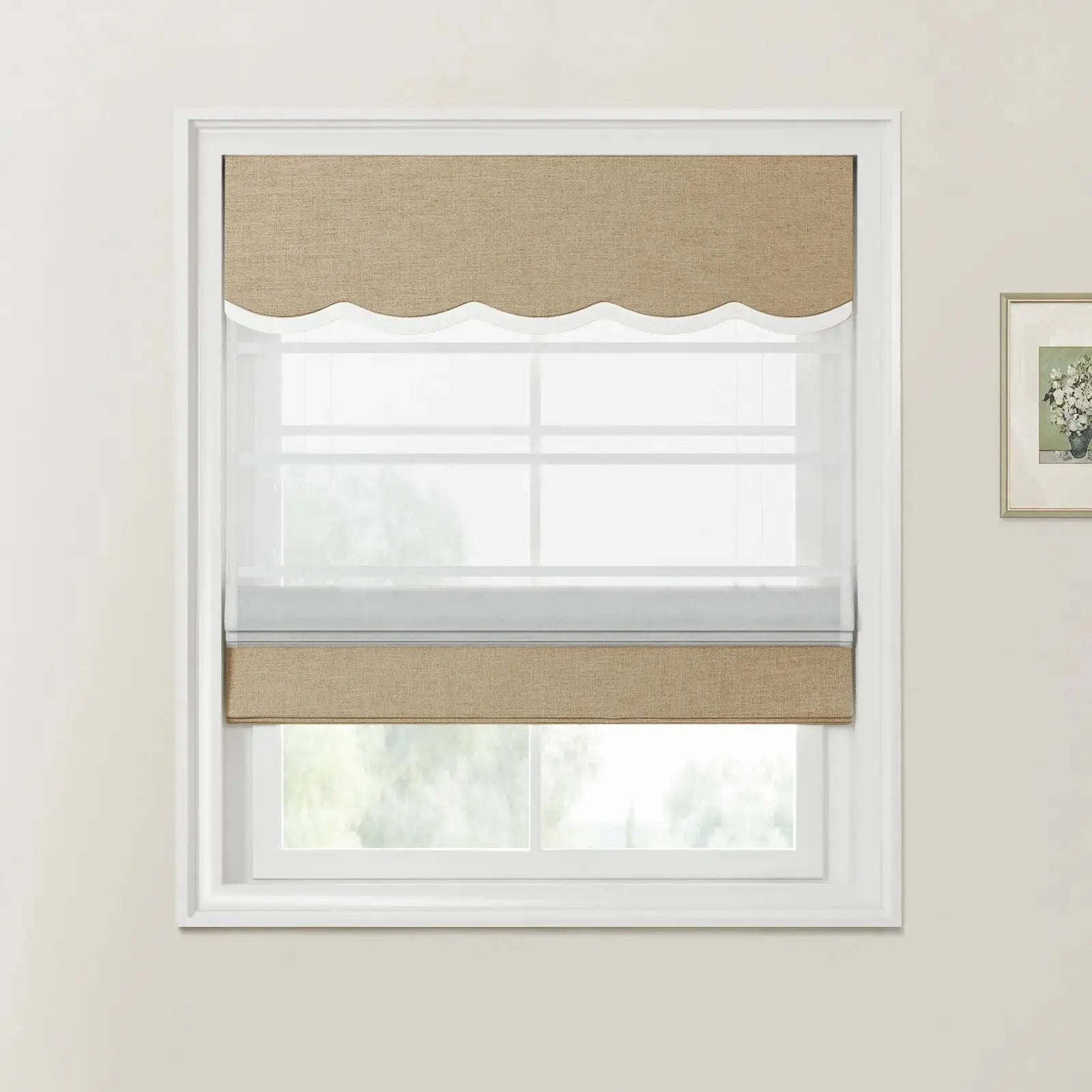 Liz Linen Valanced Day Night Roman Shade Cord Lift -TWOPAGES