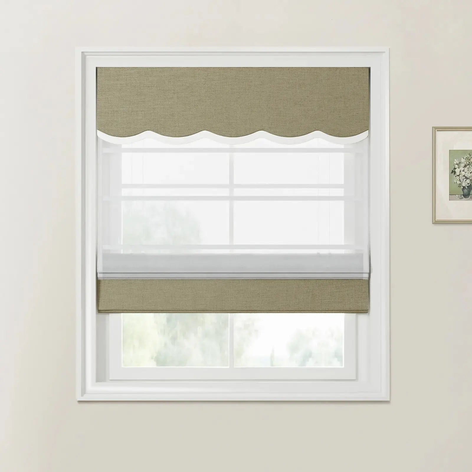 Liz Linen Valanced Day Night Roman Shade Cord Lift -TWOPAGES