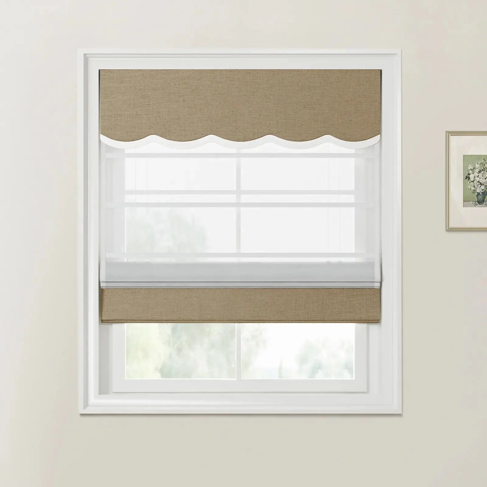 Liz Linen Valanced Day Night Roman Shade Cord Lift -TWOPAGES