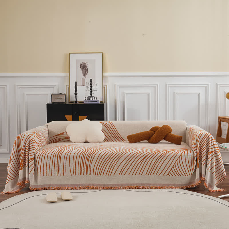 Chenille Abstract Stripe Sofa Protector