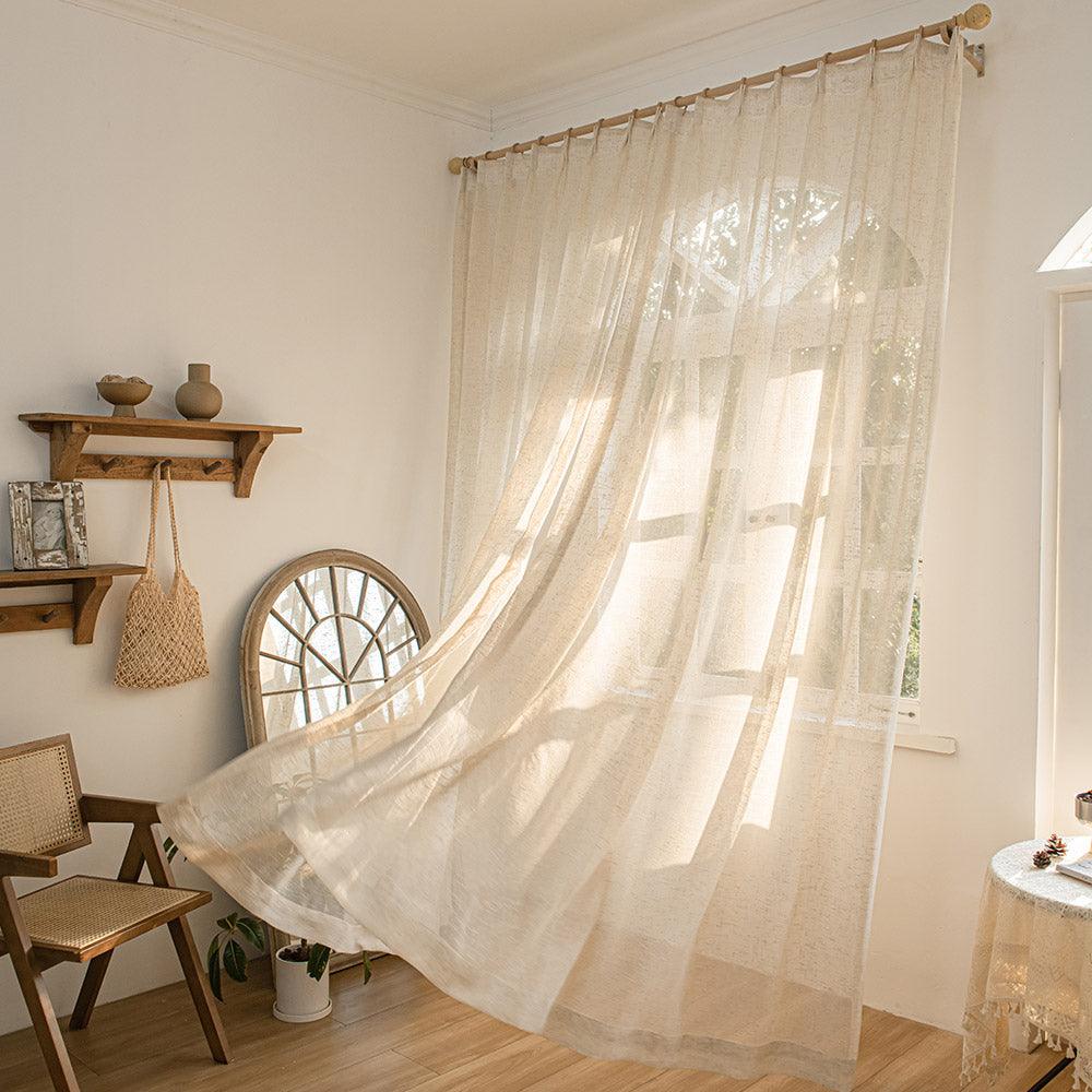 Natural sheer linen curtains for soft light privacy and tailored home style