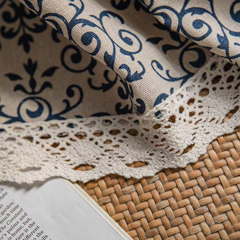 Boho Blue Pattern Semi-Blackout Curtain