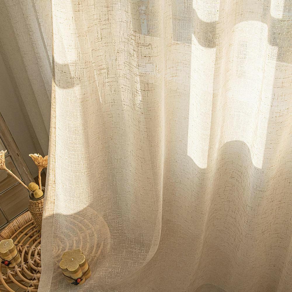 Natural sheer linen curtains for soft light privacy and tailored home style