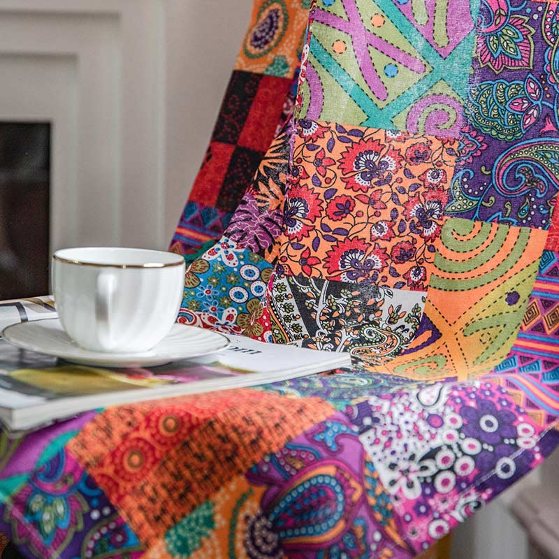 Colorful Boho Cotton Linen Window Curtains