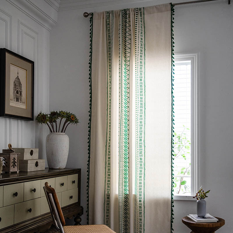 Bohemian Geometric Cotton Semi Blackout Curtains