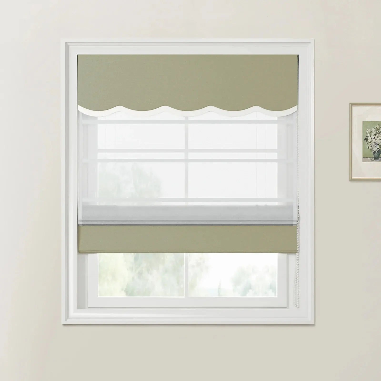 Custom Valanced Day Night Roman Shade Cord Lift -TWOPAGES